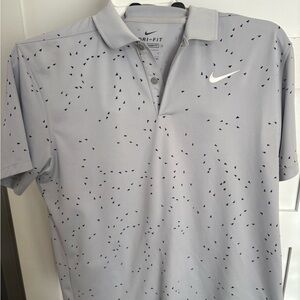 Nike Men's Light Gray Polo with Black Accents